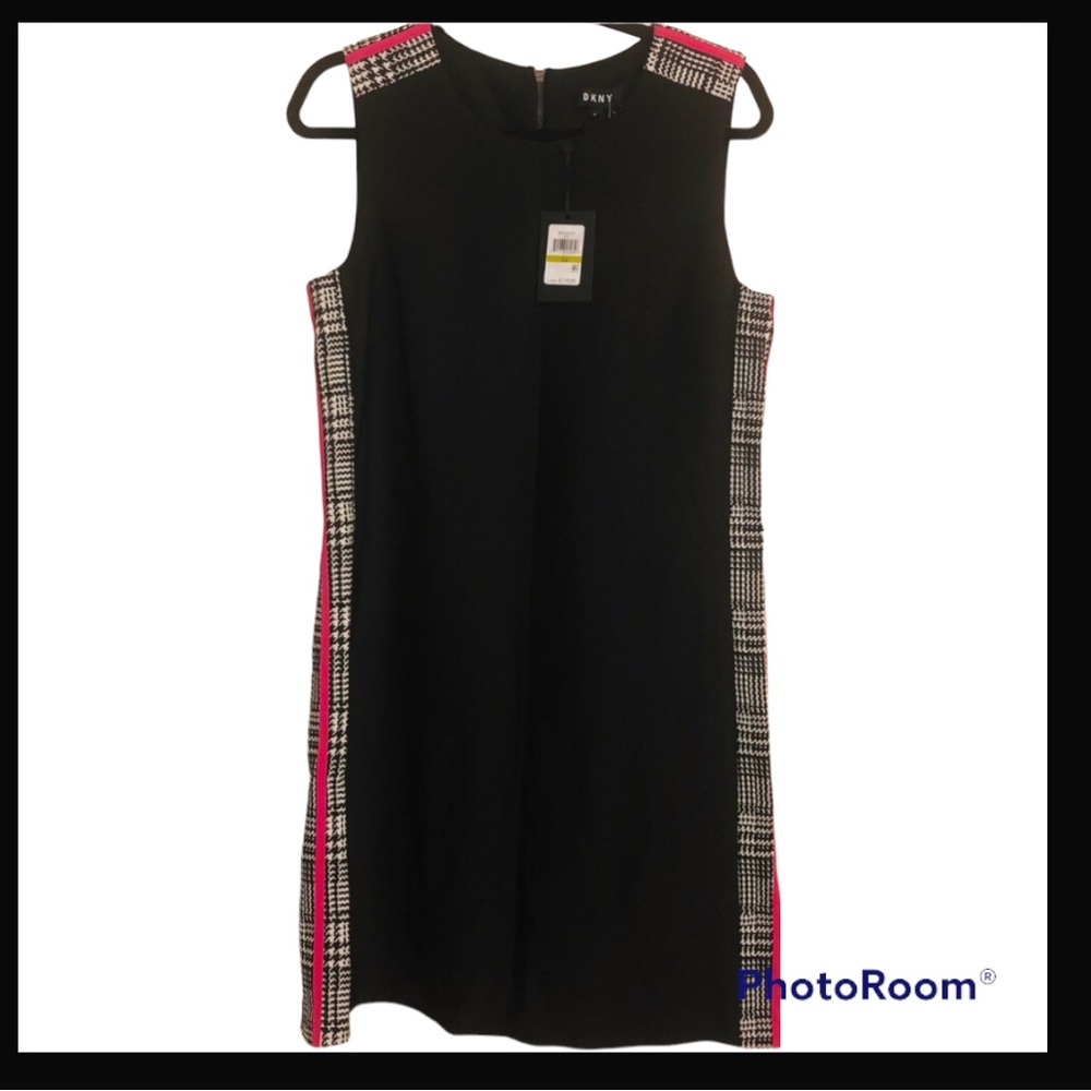 NWT DKNY Plaid Side Stripe Shift Dress Size 14